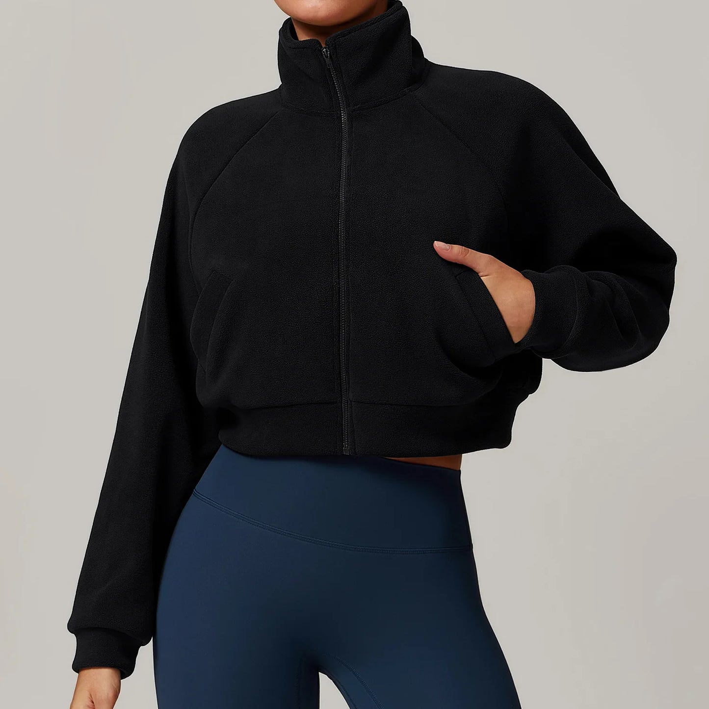 Warm Yoga Jacket for Women, Windproof and Fleece Lining