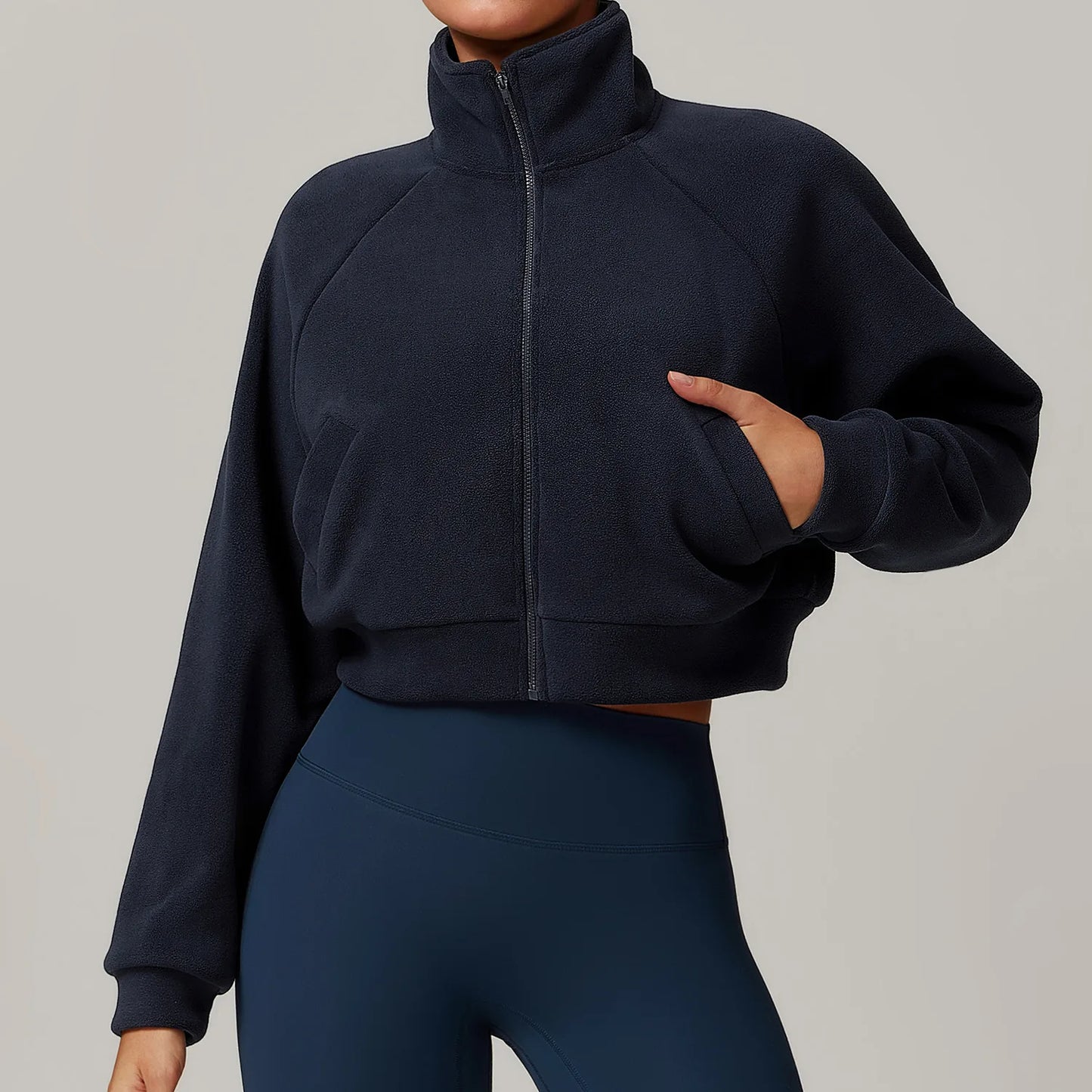 Warm Yoga Jacket for Women, Windproof and Fleece Lining
