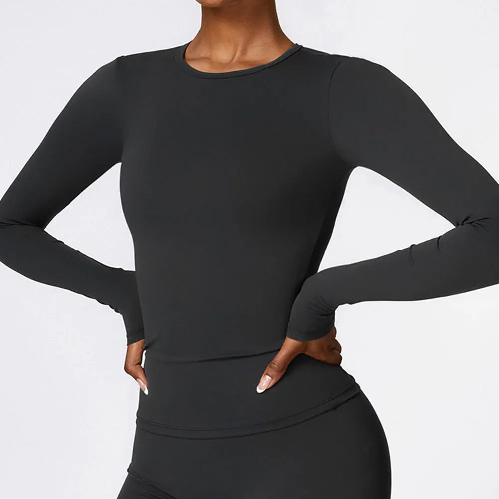Women's Yoga T-shirt - Longsleeve Sports Top with Quick Dry Effect