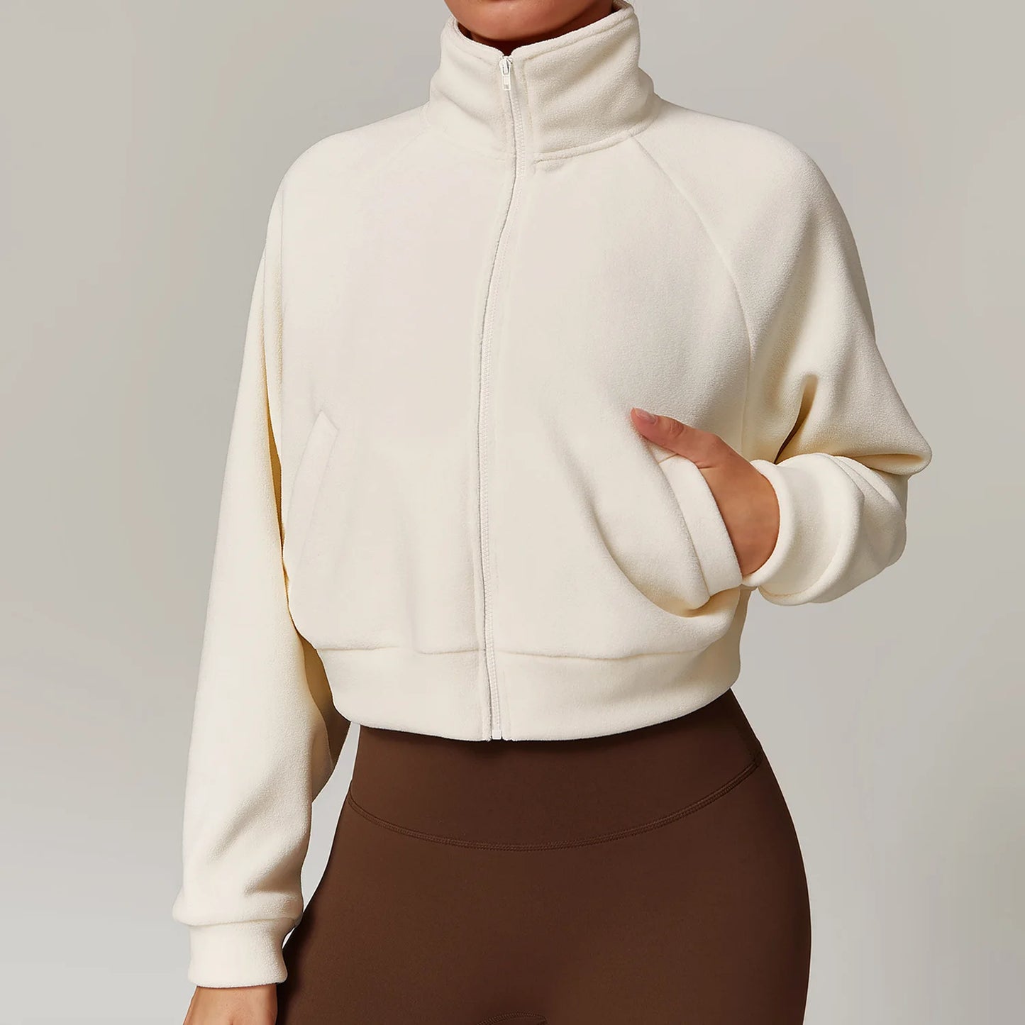 Warm Yoga Jacket for Women, Windproof and Fleece Lining