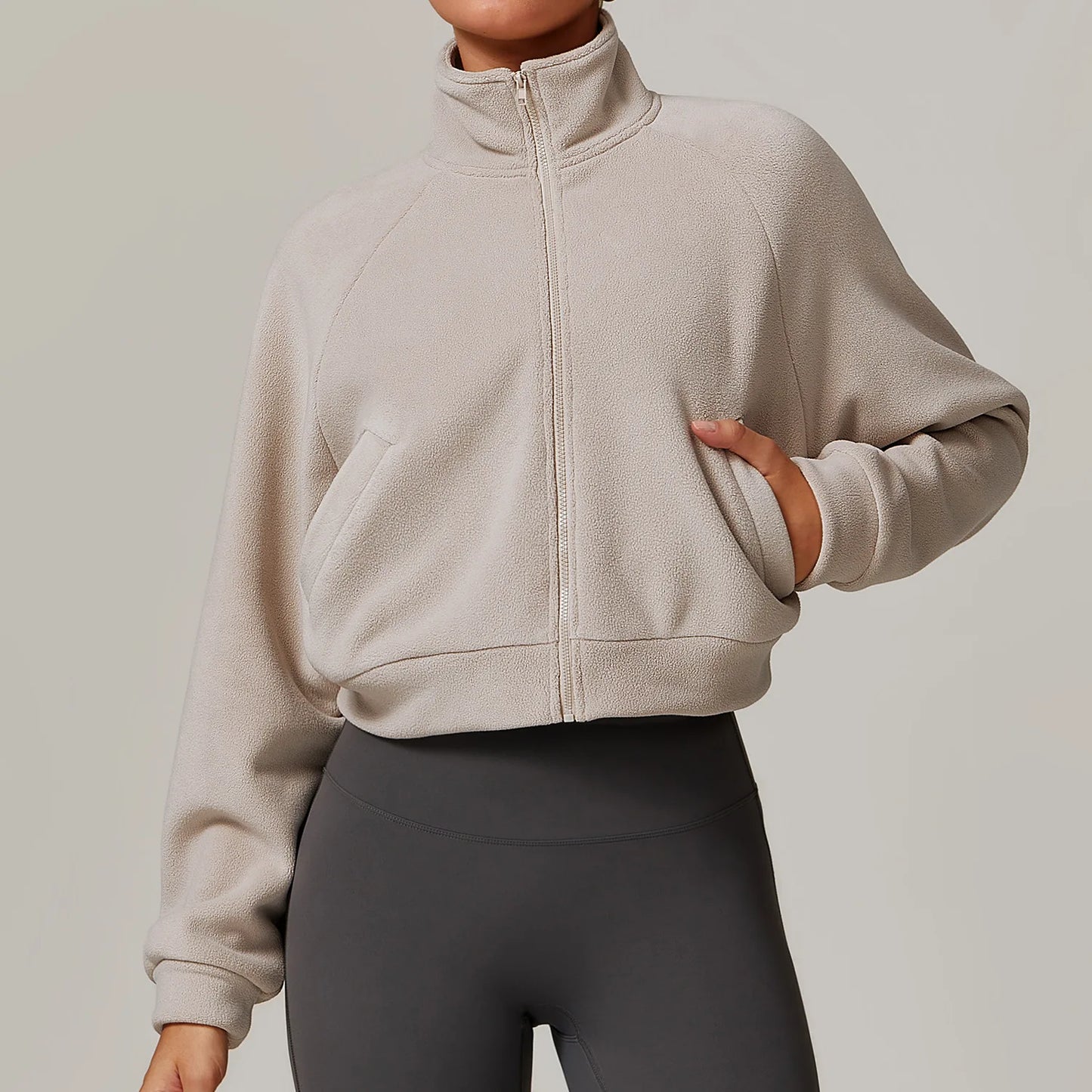 Warm Yoga Jacket for Women, Windproof and Fleece Lining